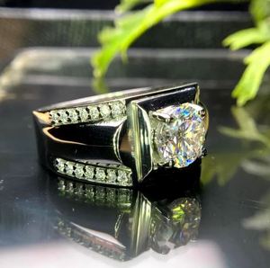 Bague de fiançailles pour homme en moissanite 2 carats, sertissage à griffes, taille brillant, couleur D, certifiée VVS, en argent sterling 925 plaqué or 14K - Product Image 5