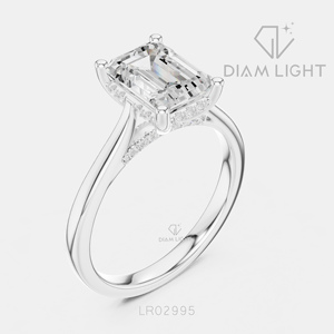 Bague de fiançailles et de mariage pour femme, cadeau de bijoux, certifiée IGI, diamant de laboratoire taille émeraude 2,08 carats, ensemble de bagues en or blanc 14 carats - Product Image 2