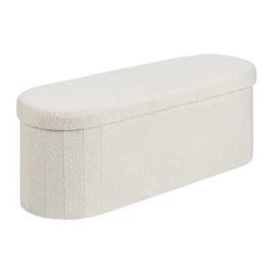 Oval Teddy Fleece End Bed <b>Bench</b> Large Folding Upholstered Ottoman Chest <b>Foldable</b> Storage Sp with Stools & Ottomans - Product Image 1