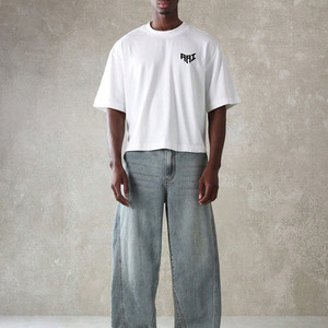 Custom <b>White</b> Men Boxy T Shirt OEM Heavyweight Oversized Casual Blank <b>Tee</b> Private Label Streetwear Wholesale - Product Image 4