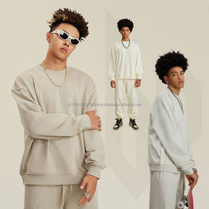 ODMOEM 2026 new 450gsm Comfortable blank 100% cotton unisex <b>crewneck</b> <b>sweater</b> customizable logo - Product Image 1