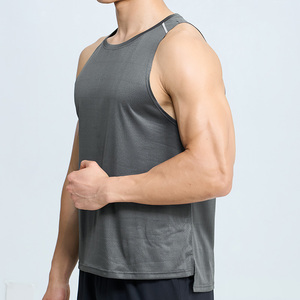 <b>Men</b> Dry Fit Tank Top Wholesale Reflective Fitness <b>Gym</b> Tank Top Side Splitrunning Sports <b>Vest</b> - Product Image 4