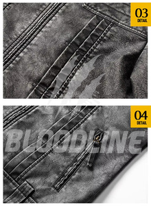 Men's Black PU Leather Moto <b>Biker</b> <b>Jacket</b> Slim Fit Zipper Closure Stand Collar Autumn Wear - Product Image 6