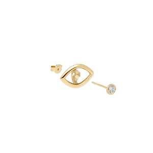 Evil Eyes Ear Front <b>Back</b> Jackets Enhancers 14K 18K Solid <b>Gold</b> Geometric Minimalist Ear Stack Charm Everyday Wear Fine Jewelry - Product Image 1