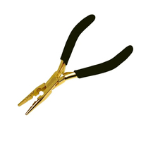 Kit d'outils professionnels pour extensions de cheveux en métal doré au plasma, pour micro-anneaux, pinces à boucles, ensemble avec aiguille et ciseaux