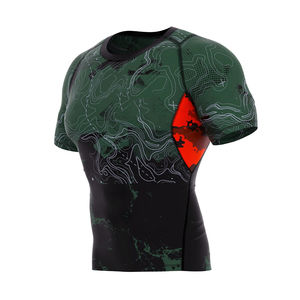 Rashguard personnalisé à manches courtes par sublimation, faible MOQ, pour BJJ MMA Jiu Jitsu, avec ajustement compressif durable - Product Image 4