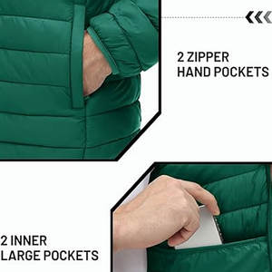 Veste matelassée légère et imperméable pour homme, manteau d'hiver matelassé avec 4 poches fonctionnelles, exportateur d'usine OEM/ODM - Product Image 4