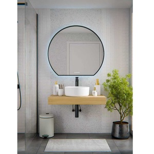 Support technique en ligne, interrupteur tactile, miroir rond LED mural, garantie de 2 ans, style moderne et organique, salon, appartement - Product Image 1