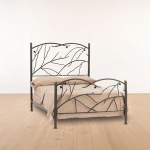 Lit en fer forgé classique avec tête de lit élégante en forme de branche, design artistique inspiré de la nature, mobilier de chambre en métal - Product Image 1