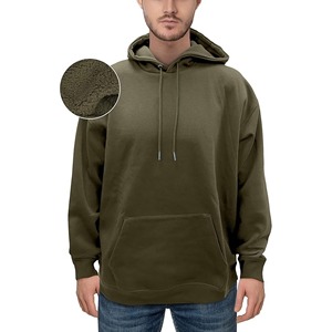 Men's Solid Color Hooded <b>Knitted</b> Fleece Sweatshirt Casual Wear Breathable Loose Fit Winter with Front Pocket 100% Cotton - Product Image 6
