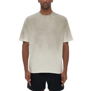 Camiseta Vintage Personalizada de Algodón 100% de 240 gramos, Lavado Ácido, Efecto Desgastado, Fabricante, Efecto Descolorido por el Sol, Lisa y Lavada - Product Image 1
