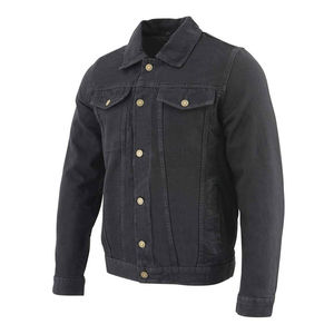 Chaqueta de Mezclilla Azul Oscuro para Hombre con Cierre de Botones y Bolsillos en el Pecho, Estilo Casual, Cuello Camisero, Corte Regular, para Otoño, OEM - Product Image 3