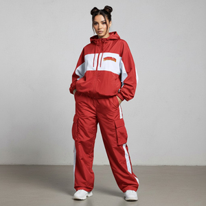 Premium Quality daily casual wear 2 tone Women's Tracksuit Custom Silk Screen Printed Logo light weight ladies 2 piece <b>set</b> - Product Image 1