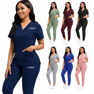 Women's Medical <b>Scrub</b> <b>Set</b> V-Neck Nursing Uniform Quick Dry Healthcare Workwear Hospital Clinic <b>Scrub</b> Top and Pants <b>Set</b> - Product Image 5
