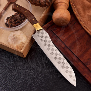 มีดเชฟดีไซน์ใหม่คุณภาพสูง เหล็กดามัสกัส ใบมีดสลักลาย ด้ามไม้สีแดง มีดหั่นสำหรับครัว - Product Image 4