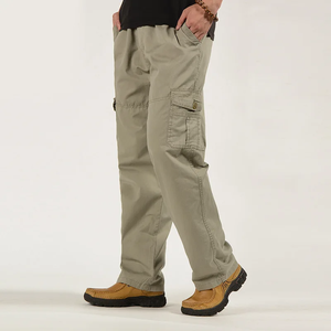Pantalones Cargo Rectos Cómodos Lisos Teñidos Personalizados al por Mayor para Hombre, Pantalones Casuales de Algodón Antiarrugas con 6 Bolsillos, Diseño Personalizado - Product Image 4