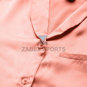 Ensemble de pyjama en satin polyester/coton pour femmes avec logo personnalisé, fermeture à cordon, séchage rapide, respirant, tissu doux, vêtements de détente - Product Image 4