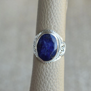 Blue Sapphire <b>Ring</b> <b>925</b> Sterling <b>Silver</b> Natural Gemstone Handmade <b>Ring</b> For Her - Product Image 1