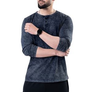 T-shirt homme 100% coton, nouvelle collection, haute qualité, coupe ample, manches longues, effet délavé à l'acide, fabrication sur mesure. - Product Image 5