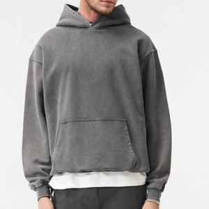 High Quality Heavyweight Vintage Acid Wash <b>Men's</b> Hoodies 100% Cotton French Terry Custom Design Embroidered Causal <b>Men</b> <b>Pullover</b> - Product Image 2
