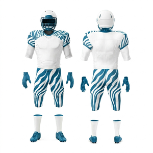 Uniforme de football américain personnalisé blanc et or, imprimé par transfert thermique, respirant, ajusté, pour hommes, toutes saisons, avec devant élastique - Product Image 2