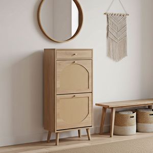 Scarpiera in Legno Naturale e Rattan con 1+2 Cassetti 54x24x110cm, Struttura in Truciolato - Product Image 1