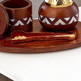 Hand-Made Wood Incense Burner <b>Set</b> With Geometric Pattern Aromatic Censer Tray Sandalwood Storage Box for Home Decor - Product Image 4