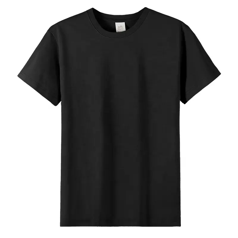Özelleştirilebilir yüksek kalite OEM ODM 230gsm 100% pamuk düzenli Fit katı Crewneck kısa kollu Tee T-shirt müşteriler için Logo erkekler