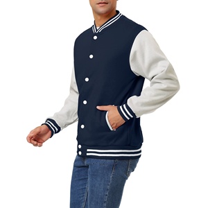 Veste universitaire pour hommes mélangée Letterman College Varsity Jackets Vêtements coupe-vent personnalisés Bleu Casual Plain Waterproof Custom Color - Product Image 1