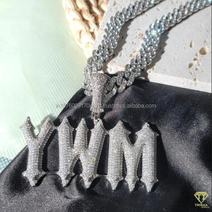 Colgante de Placa con Nombre Personalizado de Diamante Cultivado en Laboratorio Único con Cadena Cubana, Joyería de Lujo - Product Image 2