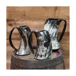 Mug à bière en corne naturelle polie, personnalisable, écologique, avec options de design et de logo sur mesure, vente en gros directe usine Inde - Product Image 3