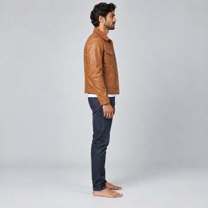 Chaqueta de cuero para hombre con estilo clásico inspirado en motociclistas, construcción duradera, forro suave y un ajuste cómodo para uso en exteriores. - Product Image 4