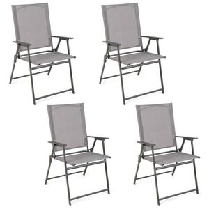Set di 4 Sedie Pieghevoli da Spiaggia con Telaio in Metallo Antiruggine, Comode e Resistenti per Uso Esterno - Product Image 1