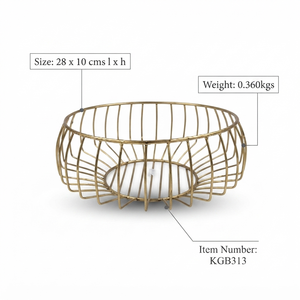 Corbeille à fruits moderne en fil métallique doré, design minimaliste, organisateur de rangement durable pour cuisine, maison, hôtel, restaurant - Product Image 4
