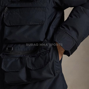 Chaqueta de Hombre Acolchada con Múltiples Bolsillos y Cuello Alto, de Lona, Transpirable, Resistente al Viento, Estilo Casual Urbano con Plumas - Product Image 2