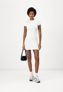 Vestido ajustado de manga corta acanalado más vendido, proveedor de vestidos de punto elástico acanalado, OEM ODM - Product Image 5