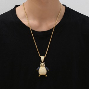 Collier pendentif en or avec diamants glacés, forme d'animal de dessin animé mignon, style hip-hop, cadeau de fête, pendentif de luxe. - Product Image 5
