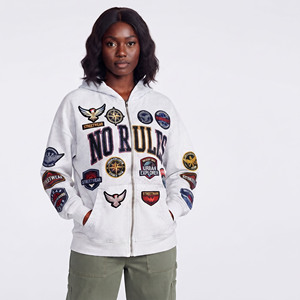 Sweat à capuche polaire ample pour femme avec patchs brodés, épais, à épaules tombantes, délavé à l'acide, doublé, écologique, pour l'hiver - Product Image 6