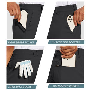 Shorts de golf décontractés en polyester pour hommes, personnalisables avec logo, séchage rapide, anti-humidité, couleur unie, vente en gros - Product Image 4