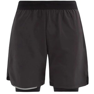 Shorts Bermuda Homme Noir Uni Taille Mi-Haute Élastique Séchage Rapide Spandex/Polyester Décontracté Multi-Poches Cargo Tissu Peigné - Product Image 2