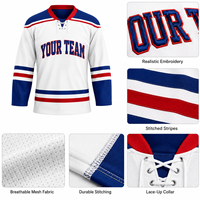 Jersey de Hockey sobre Hielo Personalizado con Bordado 3D, Manga Larga, Nombre y Número del Jugador, Etiqueta Privada OEM, Venta al Por Mayor para Adultos, Verano