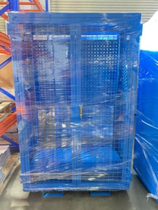 Contenedor de Almacenamiento Apilable de Malla de Acero Resistente, Protegido Contra la Corrosión, con Cerradura, para Almacén Industrial - Product Image 2