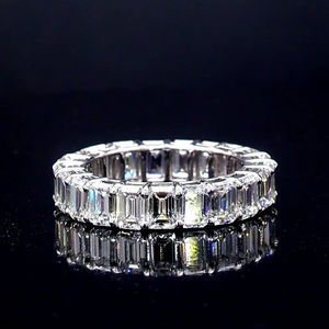 Wholesale 14k Gold Lab Grown Diamond Wedding <b>Eternity</b> <b>Ring</b> IGI Certified Emerald Cut Luxury Engagement Band Anniversary Party - Product Image 1