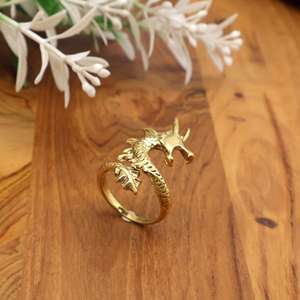 Sam san dragon ring bijoux en or, bague homme réglable en laiton, bijoux de bague de taille longue - Product Image 2