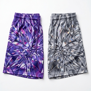 Pantalones cortos de malla con gráfico de planos de la Cyber ​​Grid de neón personalizados, pantalones cortos deportivos de entrenamiento de baloncesto por sublimación para hombre - Product Image 5