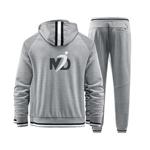 100% Cotton Hooded Casual Solid Men's Sports Tracksuit-Custom Logo Training Suit Breathable Lightweight Winter Warm Fleece - Product Image 5