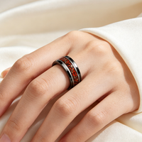 Cincin Tungsten Carbide dengan Tulang Dinosaurus dan Meteorit, Cincin Kawin 8mm dengan Tepi Miring untuk Wanita Pria, Perhiasan Koleksi Grosir