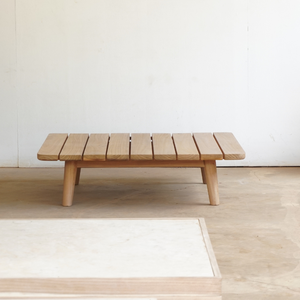 Table basse d'extérieur minimaliste en bois massif, forme carrée, couleur naturelle durable, mobilier de jardin - Product Image 6