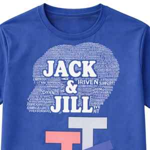 Camiseta Dri Fit Jack and Jill Azul con Nube de Palabras y Logotipo de Jack y Jill, Camiseta Juvenil Cómoda para Deportes y Uso Casual - Product Image 5