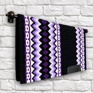 Blue <b>Aztec</b> Pattern Western Wool Saddle Blanket Pad Custom Horse Saddle Pad <b>Fleece</b> Lined Equestrian Show Saddle Blanket Pad - Product Image 2